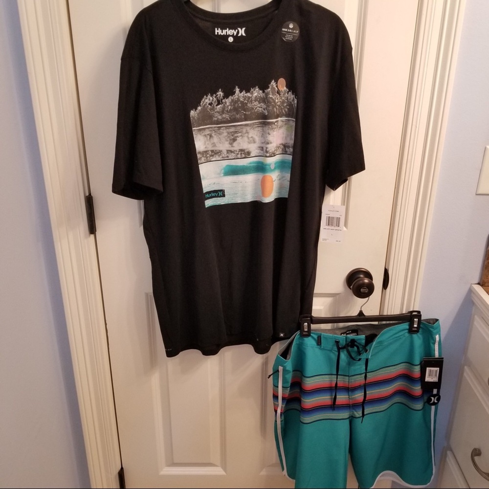 NWT Hurley board shorts & shirt